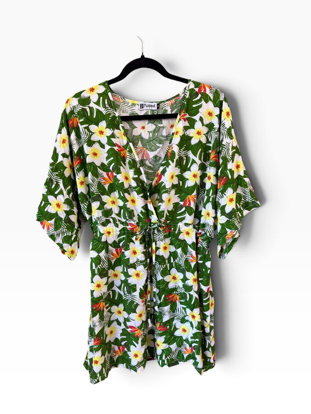 Fused Hawaii Kolohe Dress Plumeria Print Muumuu Hawaiian Aloha